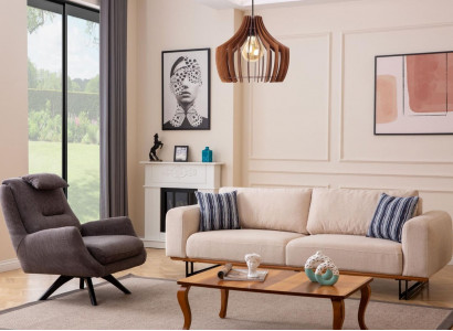 Luxury 2-piece living room set: 3-seater sofa with armchair design sofa suite